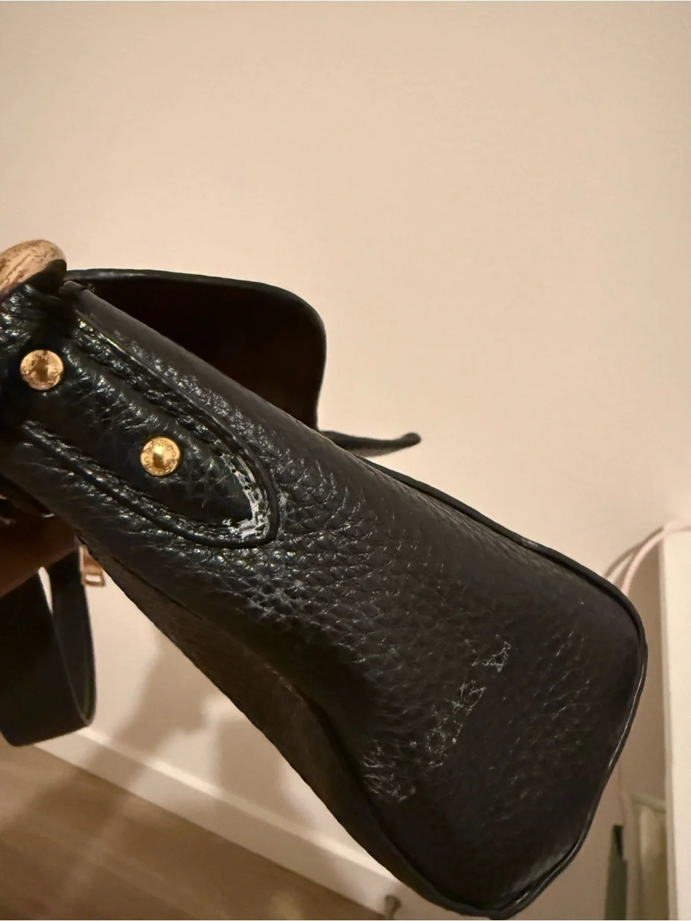 Coach Black Leather Shoulder Bag with Gold Hardware